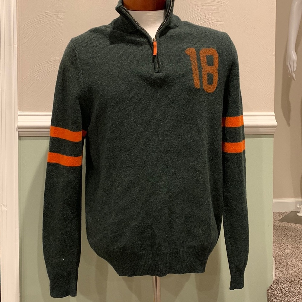 Brooks Brothers Mens 1/4 Zip Pullover Sweater; Large; 100% Lambswool